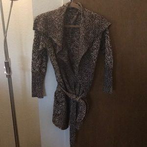 Brown and tan wrap sweater